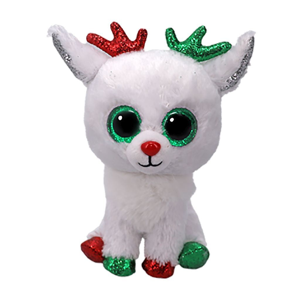 TY Beanie Boo Reindeer Plush Toy Snowdrop, 15 cm, Winter Magic