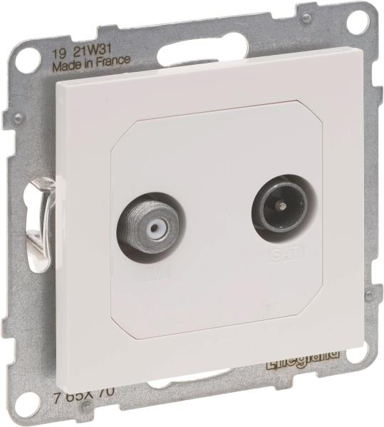 Legrand SEANO Single Socket TV-SAT for 2 Cables and HD-TV in Black and White (765170)