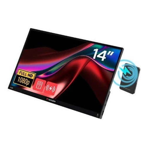 Verbatim Touch Monitor 14" Wireless - Monitor - TN, tragbar, Full HD, 1920 × 1080 (16:9), 60 Hz, Display: glänzend, 25 ms, FreeSync, Touchscreen, HDR, Lautsprecher, HDMI und USB-C - mit Powerbank 5000mAh (32088) afbeelding 1