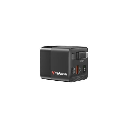 Verbatim Gan Charger 65W 2xUSB-C PD,1xUSB-A, retrac. Cable 32217 (32217) afbeelding 1