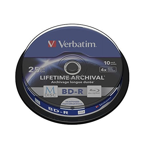 Verbatim Blu-Ray M-Disc - 10 x BD-R - 25 GB 4x - mit Tintenstrahldrucker bedruckbare Oberfläche - Spindel (43825) afbeelding 1