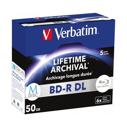 Verbatim M-Disc - 5 x BD-R DL - 50GB 6x - mattsilber - Jewel Case (Schachtel) (43846) afbeelding 1