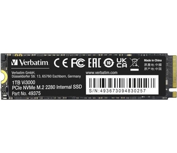 Verbatim Vi3000 - SSD - High Endurance - 1TB - NVMe - intern - M.2 2280 (M.2 2230) - PCIe 3.0 x4 (49375) afbeelding 1