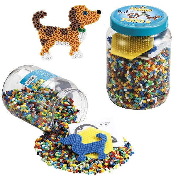 Hama Iron-on Beads Multicolor 7000 Pieces with Dog and Hexagon Plate