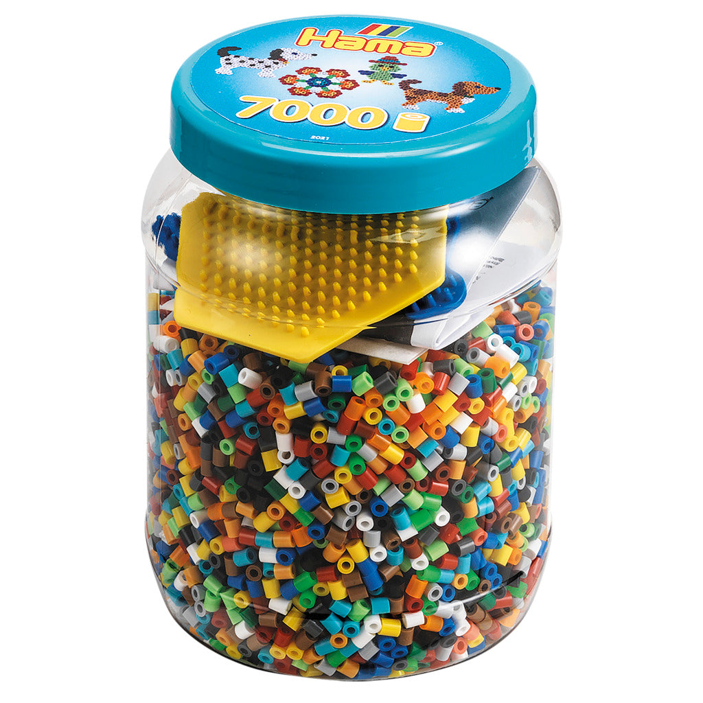 Hama Iron-on Beads Multicolor 7000 Pieces with Dog and Hexagon Plate