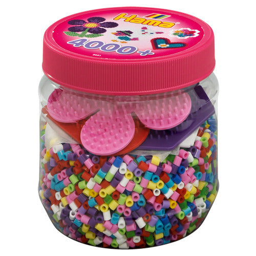 Hama Iron-on Beads Barrel - 4000 Pieces + 3 Sheets Pink