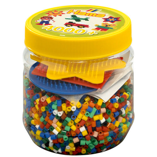 Hama Iron-on Beads in a Barrel - 4000 Pieces + 3 Base Plates