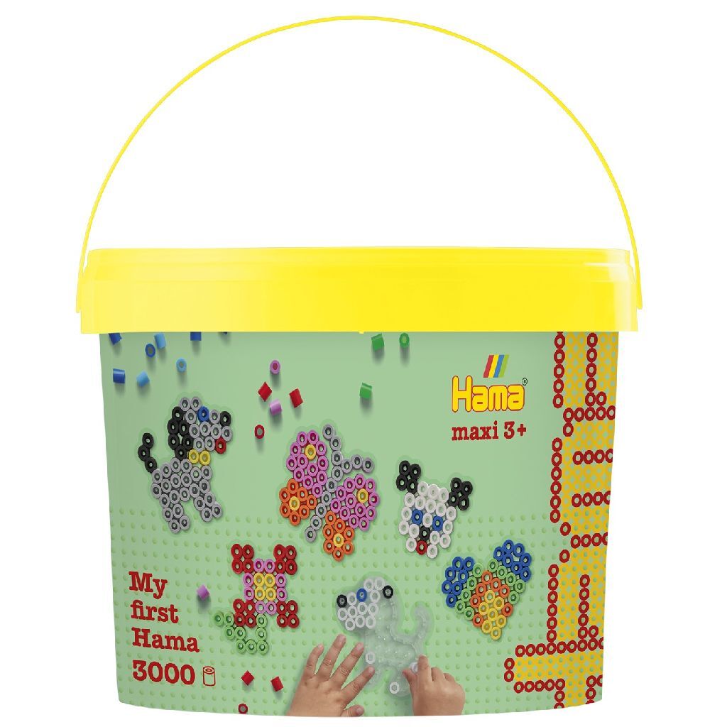 Hama Iron-on Beads Maxi Bucket + Tray 3000 Pieces - For Ages 5+