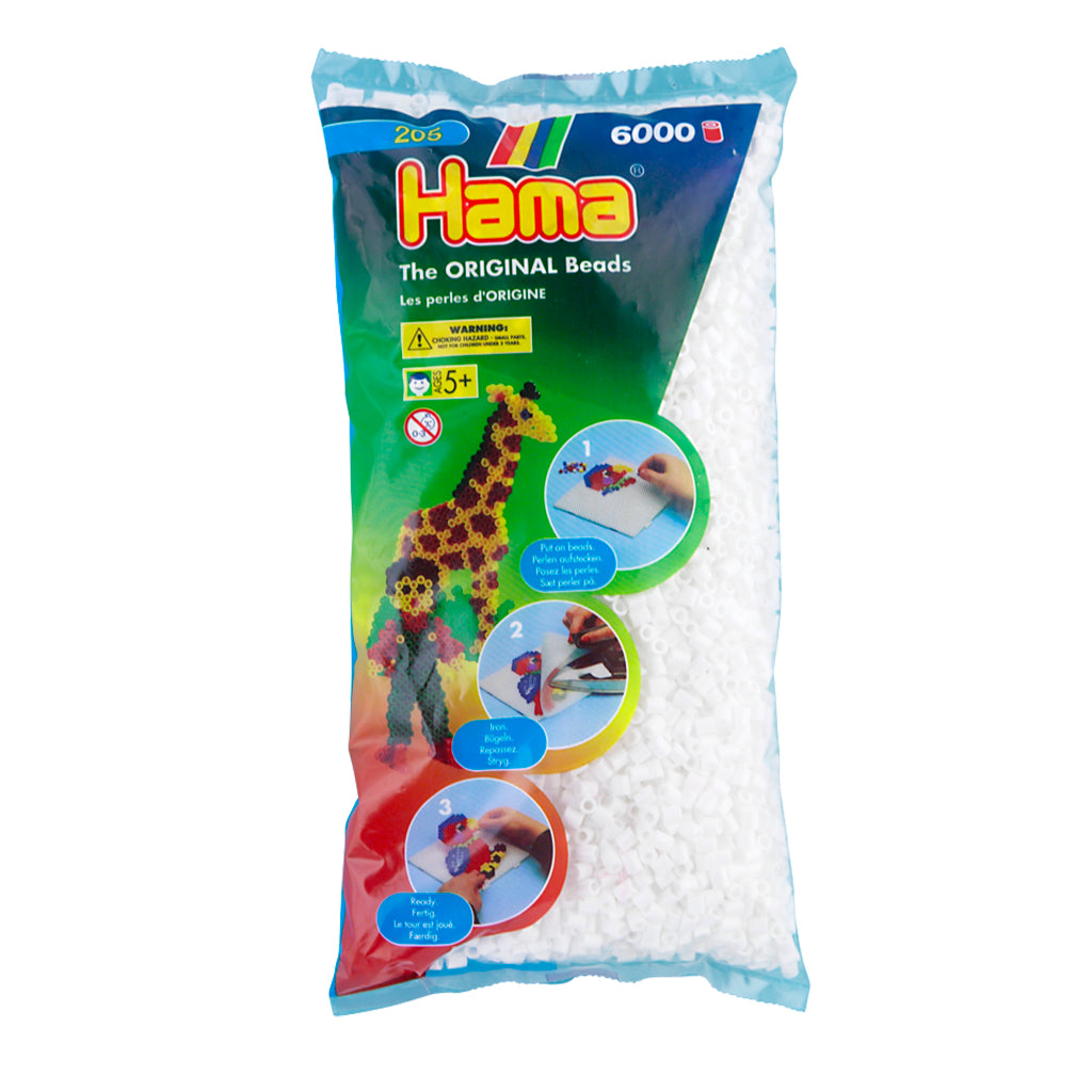 Hama Iron-on Beads Set - 6000 White Pieces for Kids Aged 5 and Up