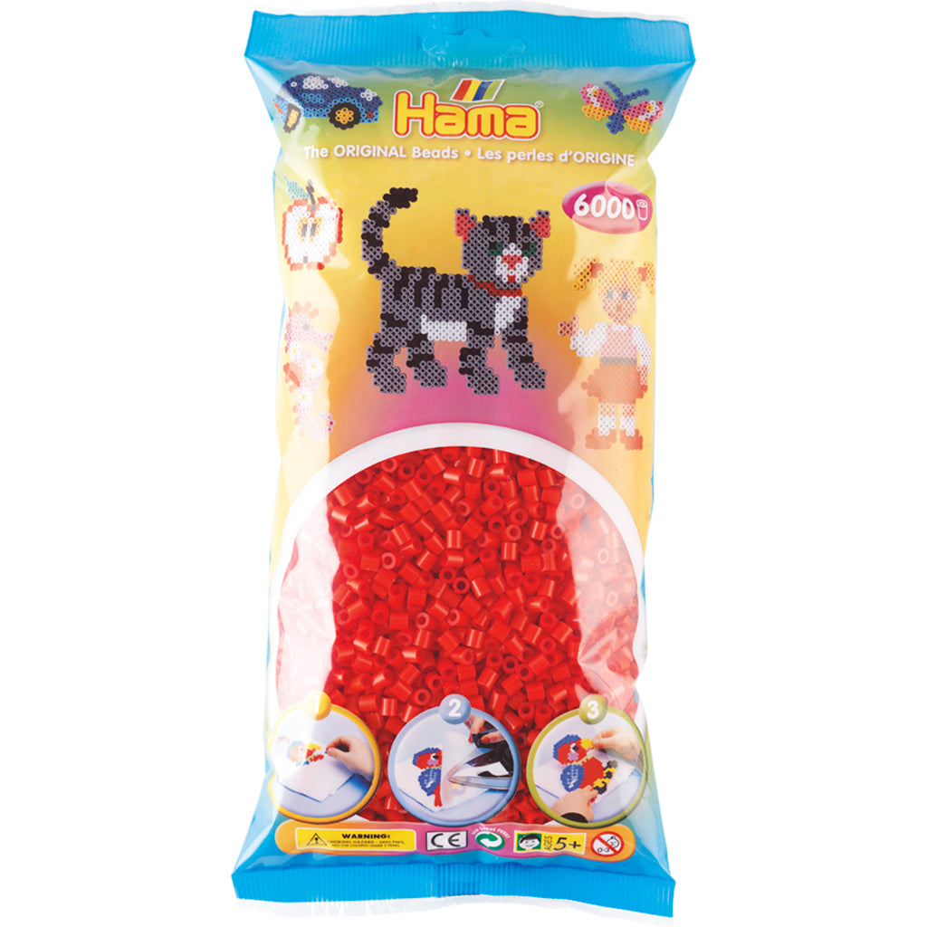 Hama Iron-on Beads Set - 6000 Red Pieces for Kids Aged 5 and Up