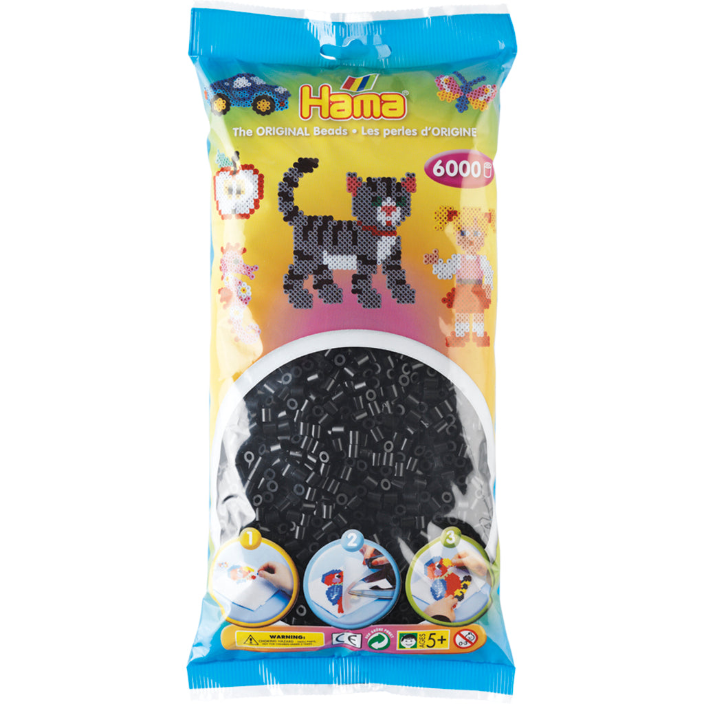 Hama Iron-on Beads Set - 6000 Black Pieces for Kids Aged 5 and Up