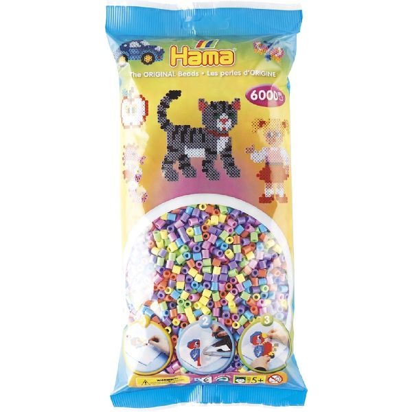 Hama 20550 Pastel Iron-on Beads Set - 6000 Pieces for Kids Aged 5 and Up