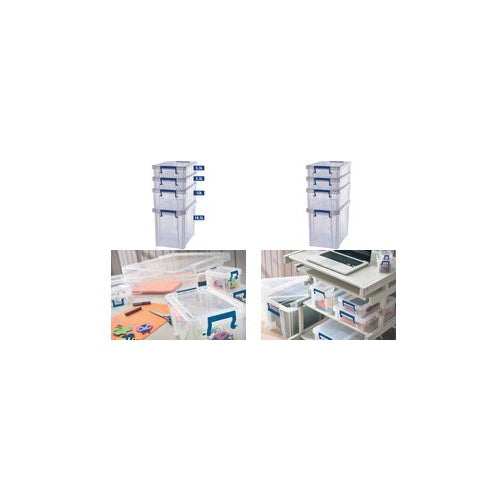 Fellowes Aufbewahrungsbox ProStore Bonus Set 5, 4er-Set transparent klar, aus stoßfestem, recycelbarem PP, mit - 1 Stück (7731601) afbeelding 1