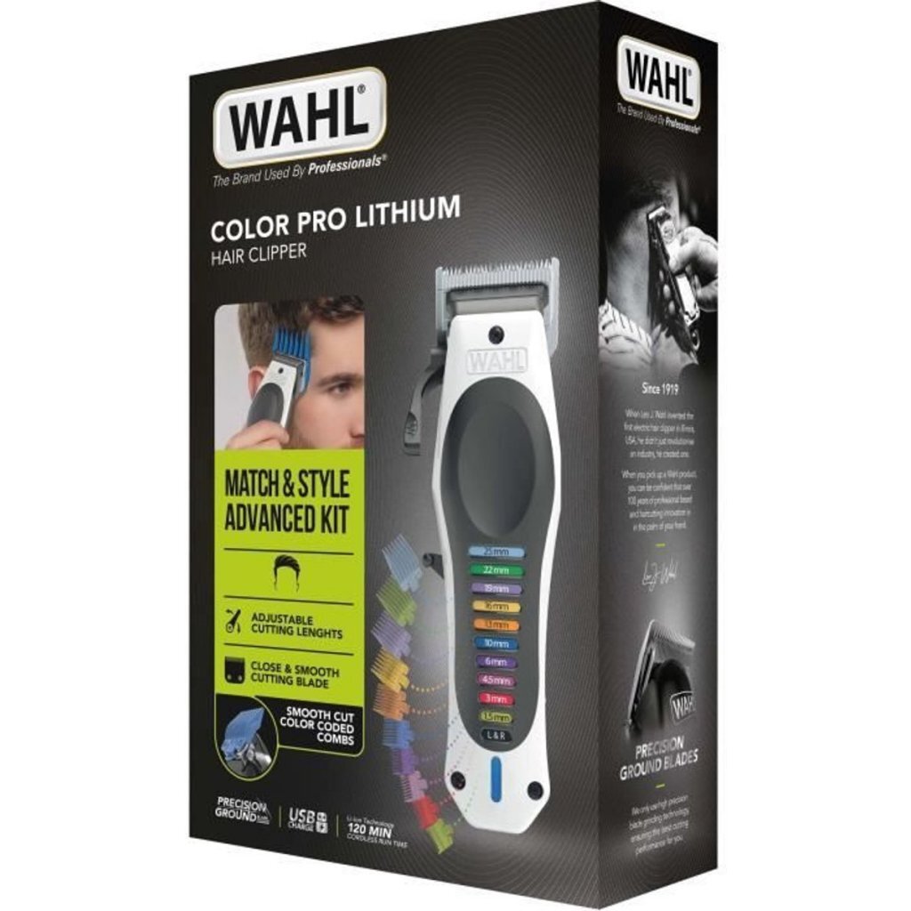 Wahl Color Pro Lithium Trimmer White/Black - 11 Settings, 10 Combs