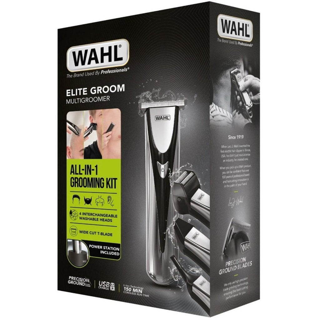 Wahl Elite Groom Multigroomer Black/Chrome - Battery Powered - 8 Attachments - Model: N/A