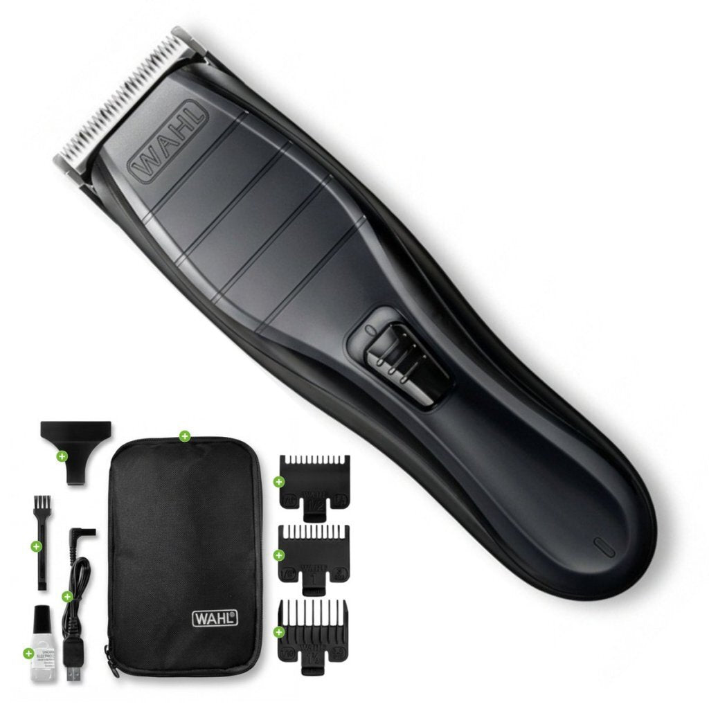 Wahl Cordless Close Cut Hair Clipper Black - 3 Attachment Combs, 120 Min Runtime