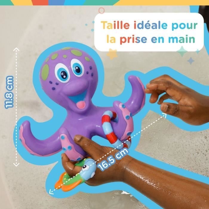 Jouet de bain - NUBY - Pieuvre intéractive flottante - Anneaux de bain - Violet afbeelding 3