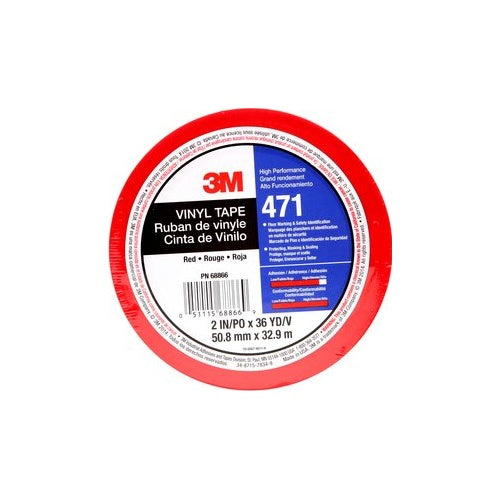 3M 471 - Rot - Befestigung - Kennzeichnung - Vinyl - 4 °C - 76 °C - 32,91 m (471IW-R50-D) afbeelding 1