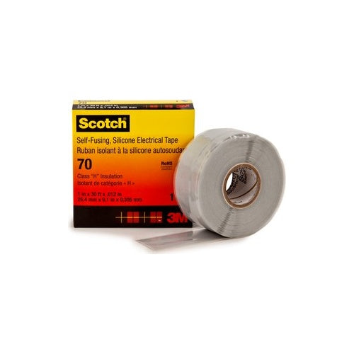 3M Deutschland Silikon Isolierband 25 mm x 9 m,hellgrau Scotch 70 25x9 Breite 25mm, Farbe grau, Länge 9m, UV-beständig, Isolierend, Selbstverlöschend, Stärke 0,3mm, Selbstverschweißend/Amalgamierend, Selbstverschweißend und selbstreinigend, afbeelding 1