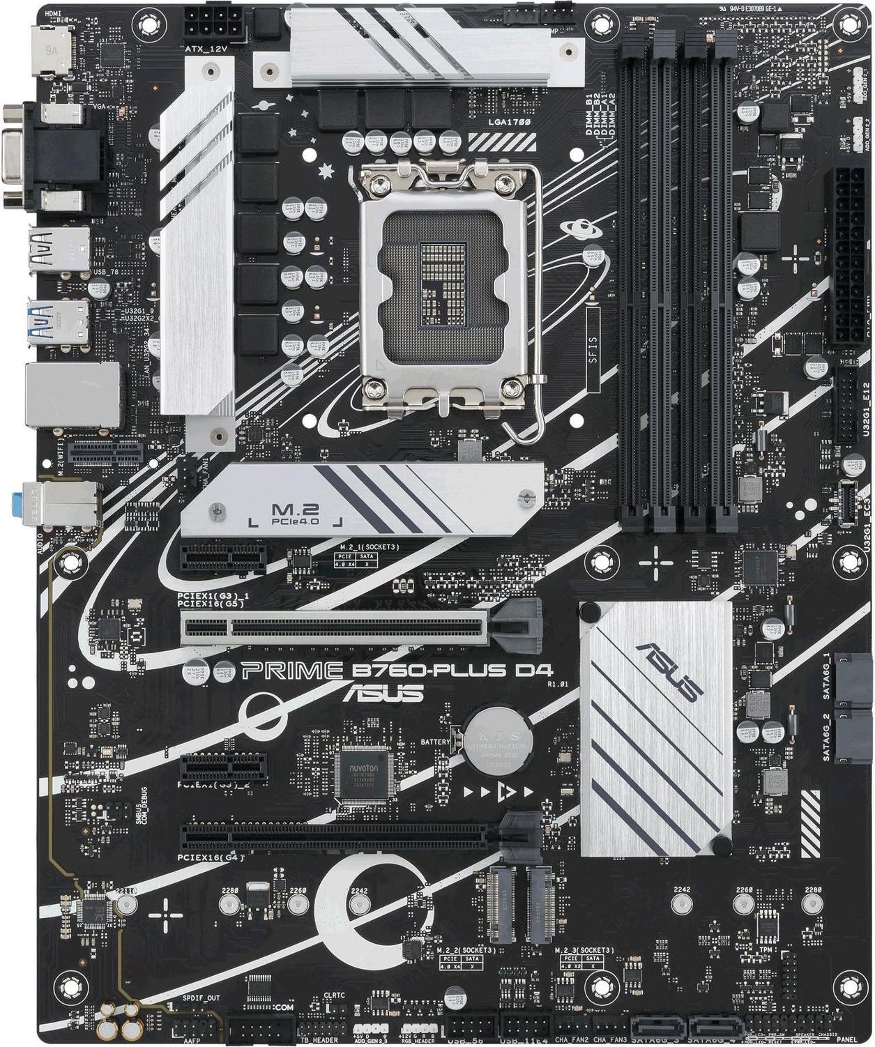 Asus PRIME B760-PLUS D4 LGA 1700 Motherboard - PCIe 5.0, HDMI, VGA, DisplayPort - 90MB1CW0-M1EAY0