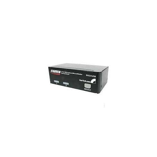 StarTech.com 2 Port VGA USB KVM Switch - VGA KVM Umschalter inkl. Kabel - KVM-Switch - USB - 2 x KVM port(s) - 1 lokaler Benutzer - Desktop (SV231USBGB) afbeelding 1