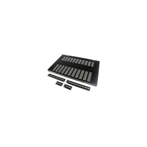 StarTech.com 48,30cm (19") Schwerlast Fachboden tiefenverstellbar für Serverschrank mit Lüftungsschlitzen - Rack-Shelf (belüftet) - Schwarz - 1U - 48,3 cm (19") - für P/N: 4POSTRACK25 (ADJSHELF) afbeelding 1