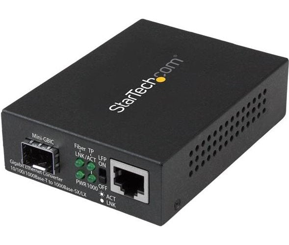 StarTech.com Gigabit Ethernet Glasfaser Medienkonverter mit offenem SFP Steckplatz - Medienkonverter - 10Base-T, 1000Base-LX, 1000Base-SX, 100Base-TX, 1000Base-T - RJ-45 / SFP (mini-GBIC) (MCM1110SFP) afbeelding 1