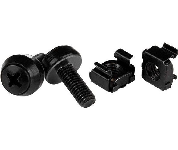 StarTech.com M6 x 12mm - Screws and Cage Nuts - Schrauben für Rack - Schwarz (CABSCREWM6B) afbeelding 1