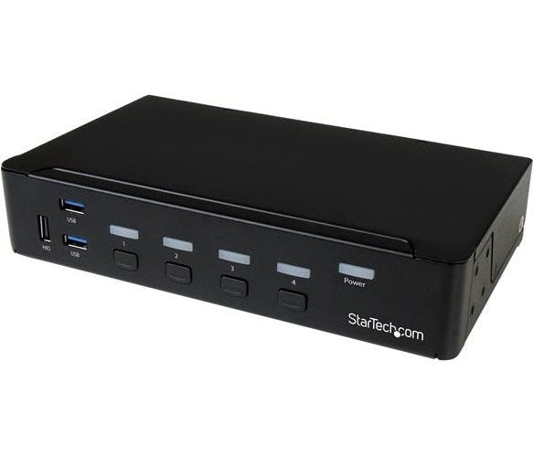 StarTech.com 4-Port DisplayPort KVM Switch With Built-in USB3.0 Hub - 4K - KVM-/USB-Switch - USB - 4 x KVM/Audio/USB + 3 x SuperSpeed USB - 1 lokaler Benutzer - an Rack montierbar - AC 120/230 V / DC 9 - 12 V (SV431DPU3A2) afbeelding 1