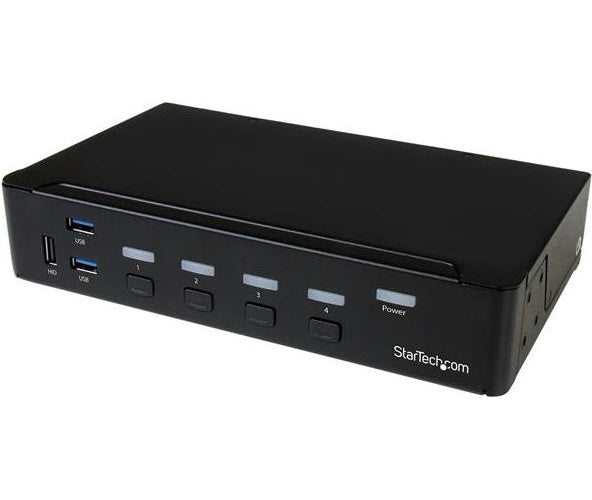 StarTech.com 4 Port HDMI KVM Switch - HDMI KVM Umschalter mit USB 3.0 Hub - 1080p - KVM-/USB-Switch - USB - 4 x KVM/Audio/USB + 3 x SuperSpeed USB - 1 lokaler Benutzer - an Rack montierbar - AC 120/230 V/DC 9 - 12 V afbeelding 1