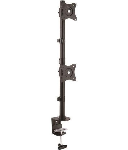 StarTech.com Vertikale Dual Monitorhalterung - Stahl - Für VESA Monitore bis zu 68,60cm (27")  (10Kg) - Verstellbare zweifach Monitorhalterung - Tischhalterung für 2 Monitore - stabiler Stahl - Schwarz - Bildschirmgröße: 33-68.6 cm (13"-27" afbeelding 1