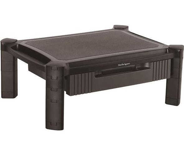 StarTech.com Monitorständer mit Schublade - Höhenverstellbar - Unterstüzt bis zu 81,30cm (32")  Monitore (10 Kg) - Aufstellung (Gestelloberfläche, 8 kleine Steigleitungen, 4 große Steigleitungen) für Monitor - Kunststoff - Schwarz - Bildsch afbeelding 1