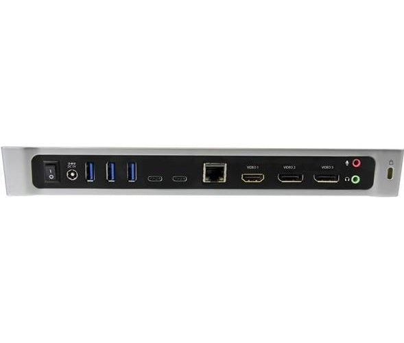 StarTech.com USB C Dockingstation - 60W Power Delivery (USB PD) - Windows / MacBook - Triple 4K - USB-C auf DP x 2 - USB C auf HDMI / Ethernet - Docking Station - USB-C - HDMI, 2 x DP - GigE - 60 Watt afbeelding 1