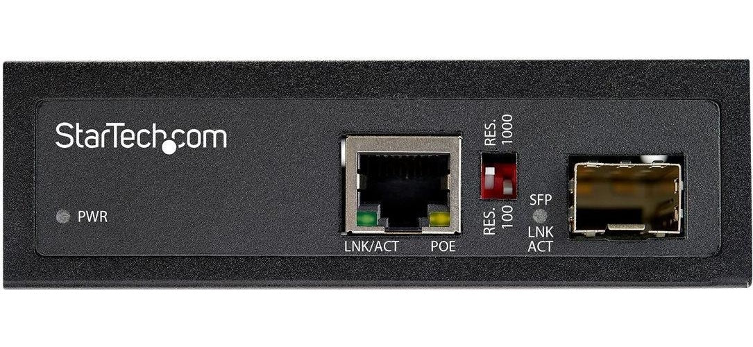 StarTech.com PoE + Industrial Media Converter 60W - Medienkonverter LWL Kupfer - Singlemode-/Multimode Glasfaser auf Kupfer Gigabit Ethernet - Mini/Kompaktgröße - IP-30/ -40&deg,C bis 75&deg,C (IMC1GSFP60W) - Medienkonverter - GigE - 1000Ba afbeelding 1
