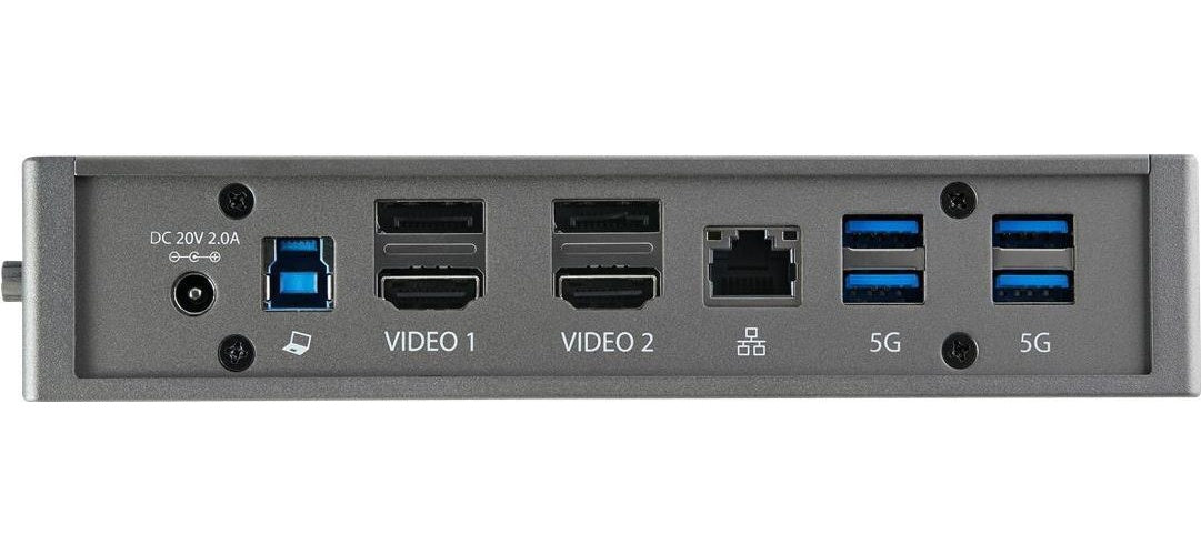 StarTech.com USB-C USB-A Dock - Hybrid Universal USB 3.0 Laptop Docking Station - Dual Monitor 4K 60Hz HDMI/DisplayPort - 6xUSB Type-A/GbE - Dockingstation - USB - 2 x HDMI, 2 x DP - GigE - 40 Watt afbeelding 1