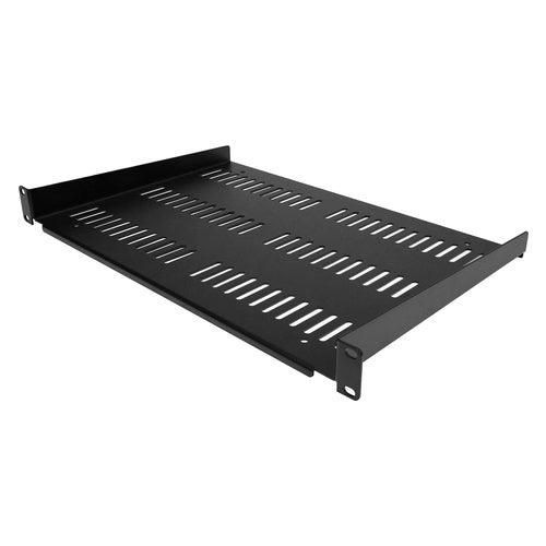 StarTech.com 1HE 48,30cm (19")  Fachboden für netzwerk schrank - Freitragende perforierte Rack ablage für Serverschrank/Rack - Frontmontage - Belastbarkeit 25kg - 30cm tiefe - belüftet (SHELF-1U-12-FIXED-V) - Rack - Regal - Schwarz - 1U - 4 afbeelding 1