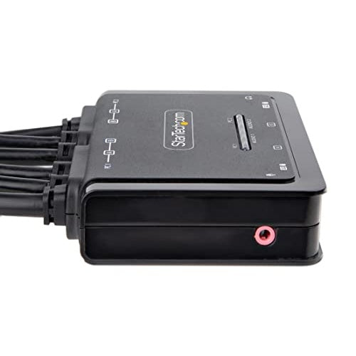 StarTech.com 2-Port Dual-Monitor DisplayPort Cable KVM Switch, 4K 60Hz, Compact KVM with 5ft/1,5m USB-A/DisplayPort/Audio Integrated Cables, Bus Powered - Remote Push Button/Hotkey Switching (C2-DD46-UA2-CBL-KVM) - KVM-/Audio-/USB-Switch - afbeelding 4