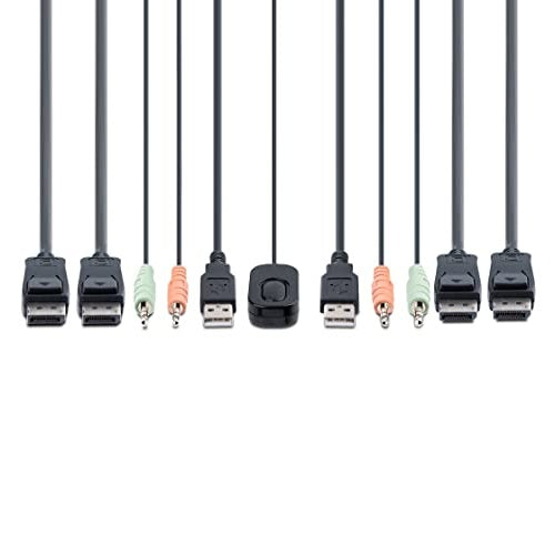 StarTech.com 2-Port Dual-Monitor DisplayPort Cable KVM Switch, 4K 60Hz, Compact KVM with 5ft/1,5m USB-A/DisplayPort/Audio Integrated Cables, Bus Powered - Remote Push Button/Hotkey Switching (C2-DD46-UA2-CBL-KVM) - KVM-/Audio-/USB-Switch - afbeelding 6