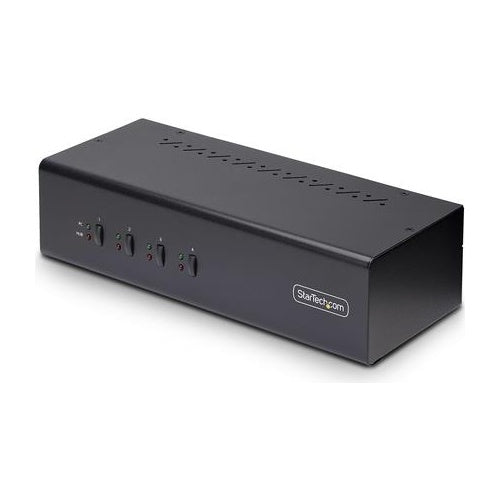 StarTech.com 4-Port Dual-Monitor DisplayPort KVM Switch, 4K 60Hz, 2x USB 5Gbps Hub Ports, 2x USB 2.0 HID Ports, Hotkey and Push-Button Switching, TAA Compliant - 3.5mm Audio, HDCP (P4DD46A2-KVM-SWITCH) - KVM-/Audio-Switch - 4 x KVM/Audio/US afbeelding 1