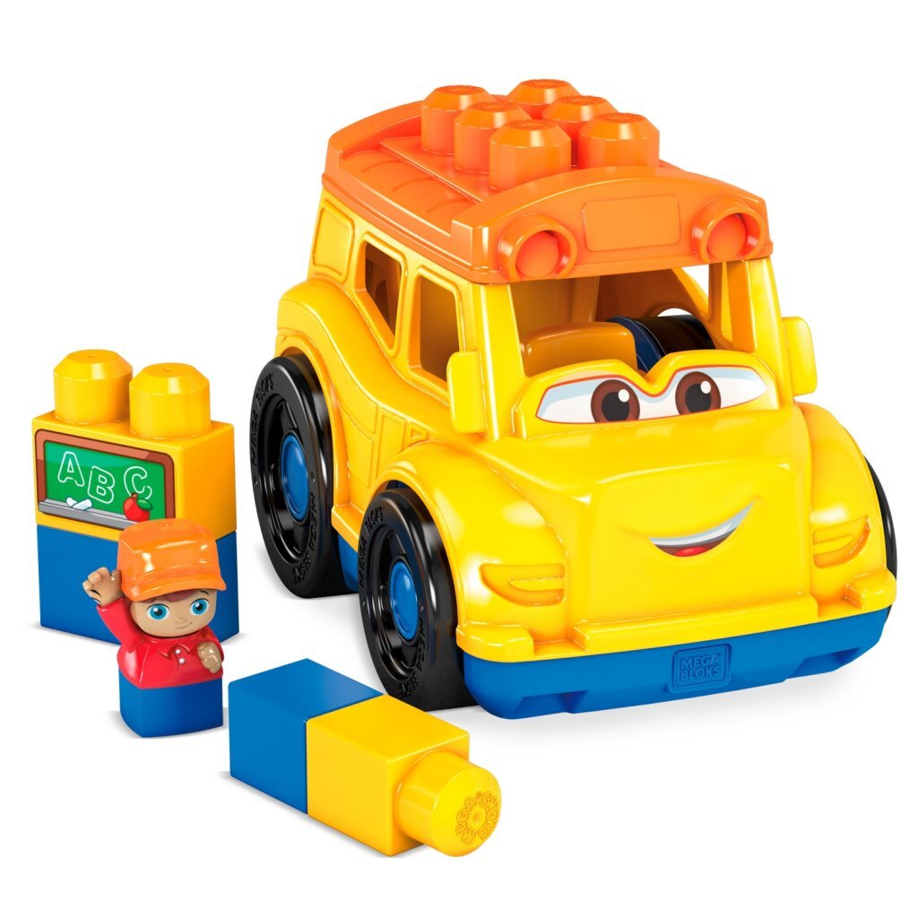 Mega Bloks First Builders Vehicle Assortment with Police Car, Fire Truck, and School Bus