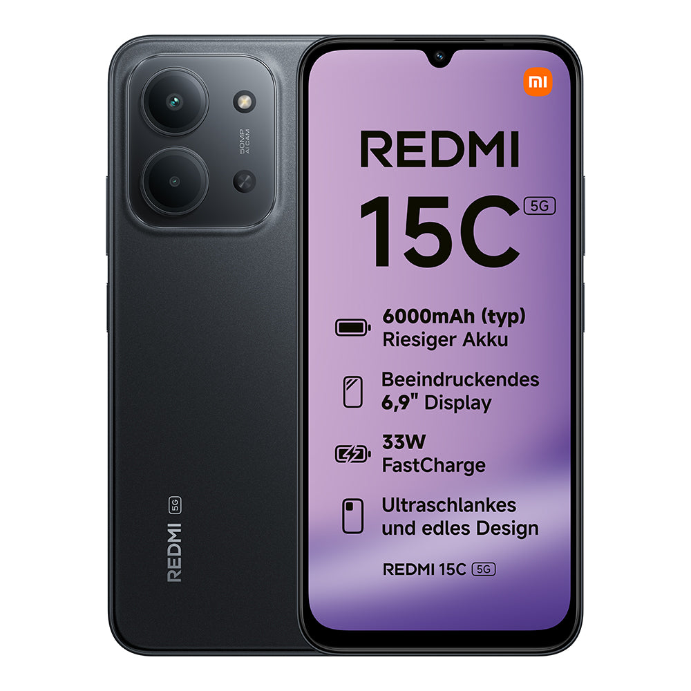 Xiaomi Redmi 15C 5 G - Dual Sim - 4GB RAM - 256GB - Midnight Black (MZB0LIOEU)