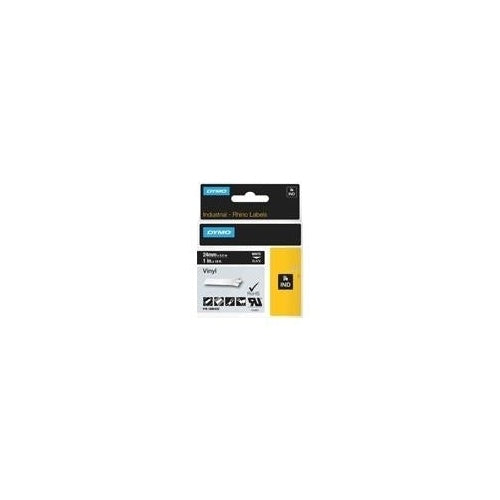 Dymo Rhino Coloured Vinyl - Permanentes selbstklebendes Vinylband - Weiß auf Schwarz - Rolle (2,54 cm x 5,5 m) 1 Rolle(n) - für Rhino 4200, 6000, 6000 Hard Case Kit, 6500, RhinoPRO 6500 Professional Labeling Bundle (1805432) afbeelding 1
