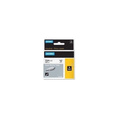 Dymo - Polyolefin-Schrumpfschläuche - Schwarz auf Weiß - Rolle (1,2 cm x 1,5 m) - 1 Rolle(n) - für Rhino 4200, 6000, 6000 Hard Case Kit (18055) afbeelding 1