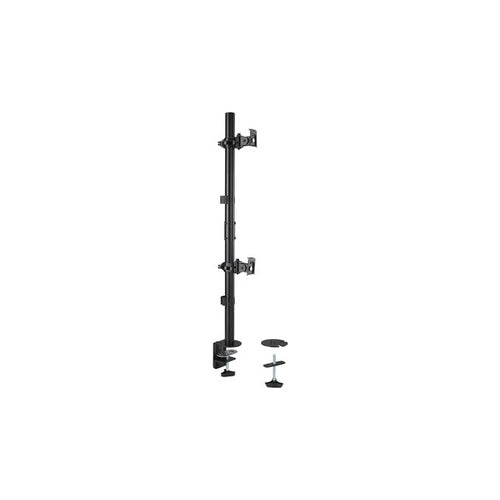 Kensington - Befestigungskit (Doppelarm, C-Halterung 10 - 88 mm, Tüllenmontage 10 - 88 mm, Stange, 2 VESA-Platten) - Voll beweglich - für 2 LCD-/Plasma-Konsolen - vertikale Stapelung - Stahl - Schwarz - Bildschirmgröße: 33-81,3 cm (13"-32") afbeelding 1