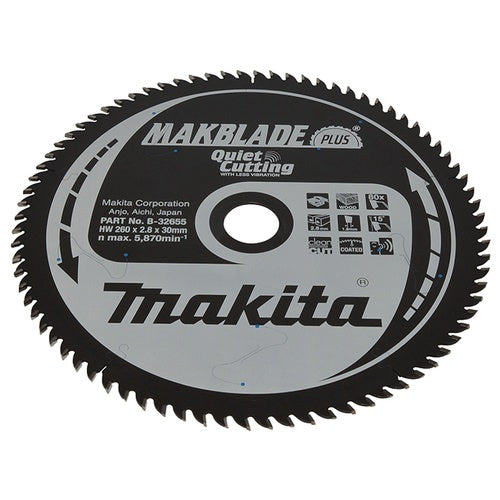 Makita MAKBLADE Plus - Kreissägeblatt - für Holz - 260 mm - 80 Zähne (B-32655) afbeelding 1