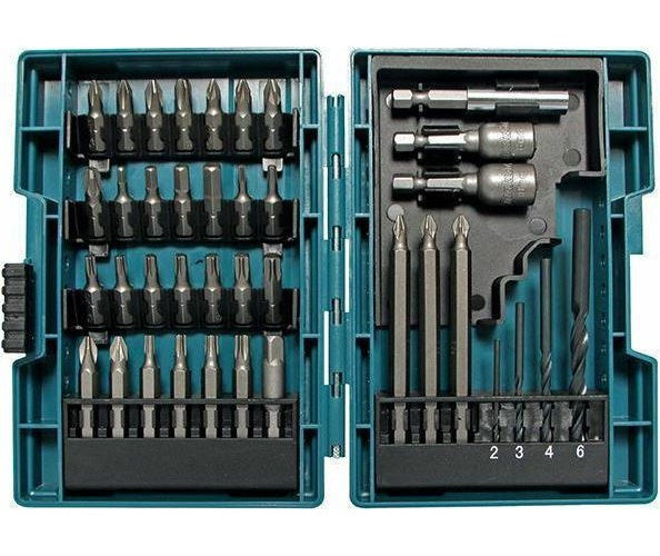 Makita - Schraubendreher- und Bohrereinsätze - 38 Stücke - 6 mm, 8 mm, 10 mm, 4 mm, 3 mm, 2 mm - torx, phillips, pozidriv, hex - Länge: 50 mm, 25 mm, 90 mm (B-54106) afbeelding 1