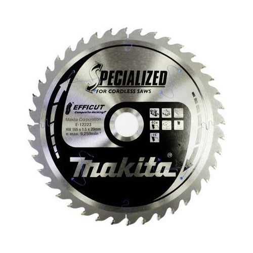 Makita Specialized EFFICUT - Kreissägeblatt - für Holz, Metall, faserverstärkte Kunststoffe - 165 mm - 40 Zähne (E-12223) afbeelding 1