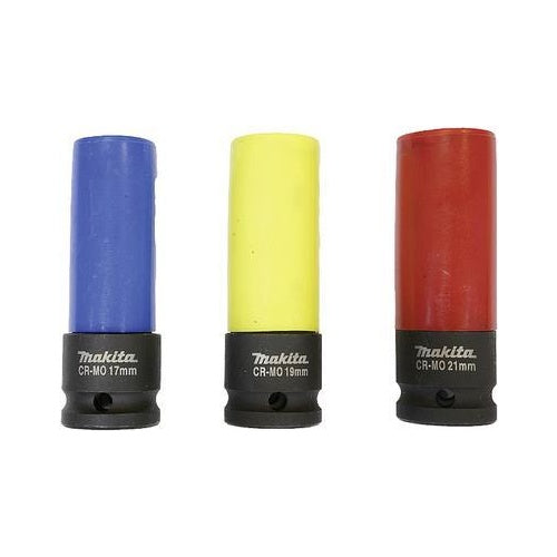 Makita - Kraft-Steckschlüsseleinsatz-Set - 3 Stücke - 1/2" - quadratisch - 17 mm, 19 mm, 21 mm - Länge: 86 mm (E-12354) afbeelding 1