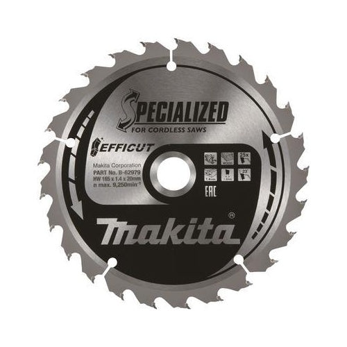 MAKITA E-12946 - Sägeblatt passend für Akku-Handkreissäge HS011GT201 & HS011GZ (270 x 2,15 x 30 mm - 24 Zähne - Efficut) (E-12946) afbeelding 1