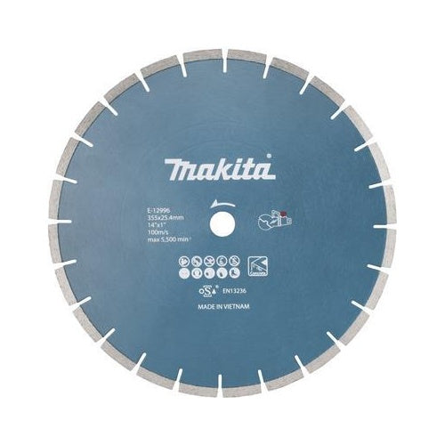 MAKITA E-12996 - Diamantscheibe passend für Akku-Trennschleifer CE001G & CE001GZ (Schnitttiefe 127mm - Durchmesser 355mm) (E-12996) afbeelding 1